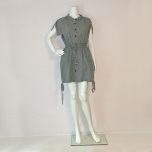Laundry by Shelli Segal Gingham Button Front Tie Waist Dress Small
